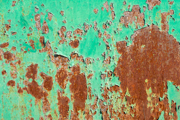 iron surface is covered with old paint