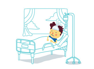 Sick Boy rest with sleep in patient room