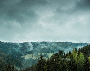 beautiful view of the mountains and sky in Austria