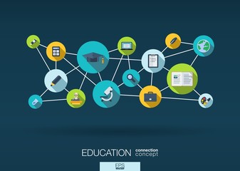 Education network abstract background with integrate flat icons