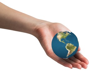 Composite image of hand presenting