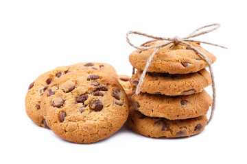 Tasty cookies on a white background.