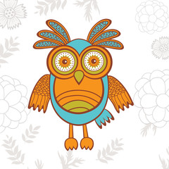Cute illustration of bright owl character
