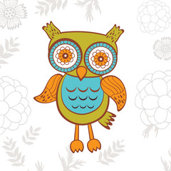 Cute illustration of bright owl character