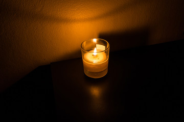 Closeup of the candle in the glass