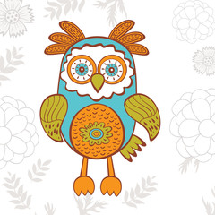 Cute illustration of bright owl character