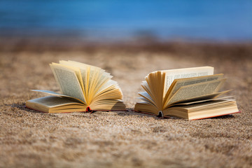 Books on a beach