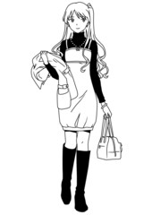 fashion girl with a coat and a handbag