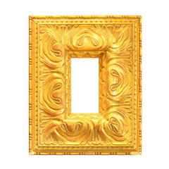 Old gold picture frame isolated on white background