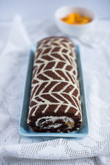 swiss roll with vanilla cream