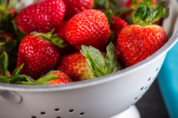 Fresh ripe sweet strawberries, just clean still wet