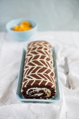 swiss roll with vanilla cream