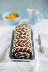 swiss roll with vanilla cream