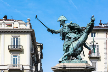 Obraz premium The equestrian statue of Fernando di Savoia in Turin