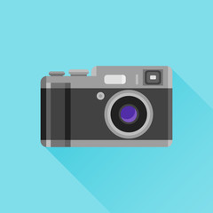 Retro photo camera flat icon