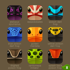 Animal faces for app icons-tree frogs set