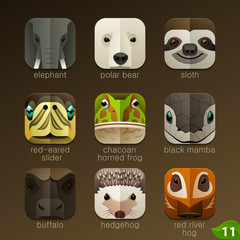 Obraz premium Animal faces for app icons-set 11