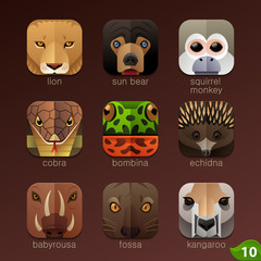 Animal faces for app icons-set 10
