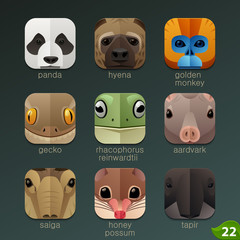 Animal faces for app icons-set 22