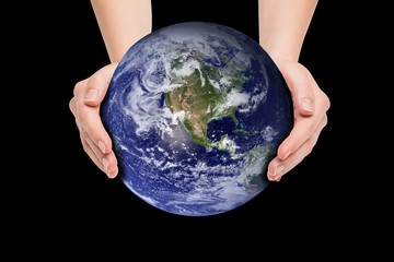 Composite image of hands presenting