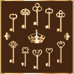 set of vintage gold keys