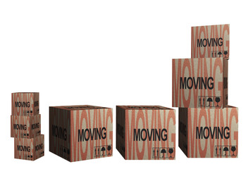 3D Cardboard boxes with Moving theme