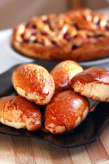 Freshly baked pie with jam. Bakery