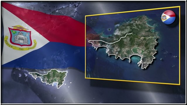 Sint Maarten flag and map animation FULL-HD