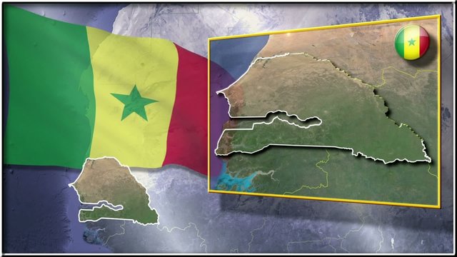 Senegal flag and map animation FULL-HD