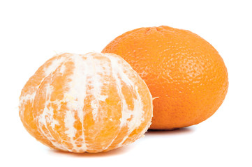 Whole tangerines on white background