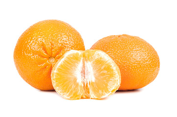 Fresh tangerines on white background
