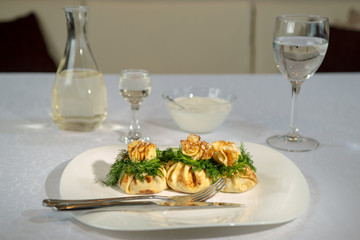 Georgian meat dumplings called khinkali.