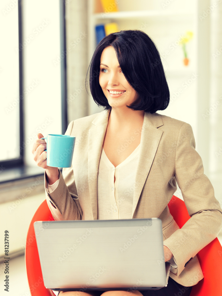 Canvas Prints happy woman with laptop computer