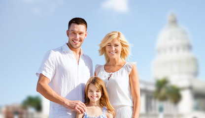 happy family over american white house background