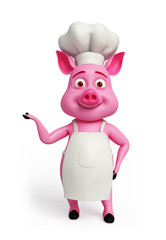 Pink chef with presenting pose