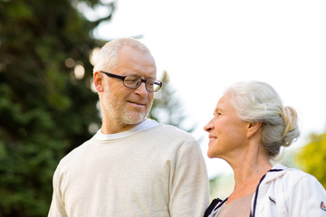 senior couple in city park