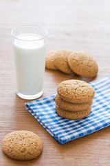 Oatmeal cookies and a glass of milk