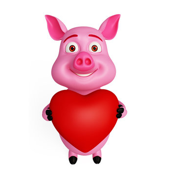 Pink loving pig