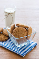 Oatmeal cookies and a glass of milk