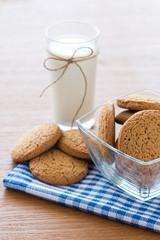 Oatmeal cookies and a glass of milk