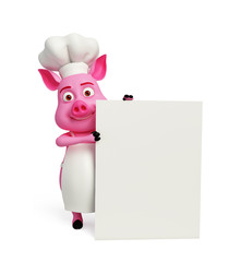 3d chef Pig with white board