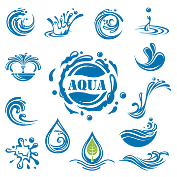 set of fourteen water icons