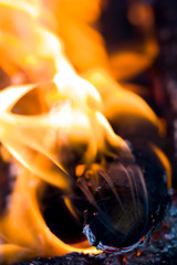 flames of fire from charcoal as background