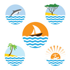 Set of sea logos