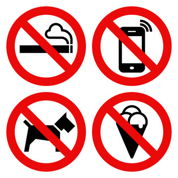 No smoking, No cell phone, No dogs and No eating