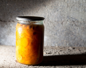 old bank with jam in the basement in the dark