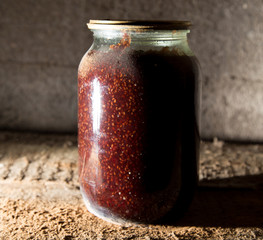 old bank with jam in the basement in the dark