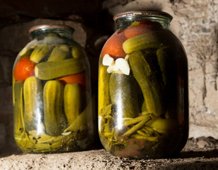 old bank with cucumbers in the basement in the dark