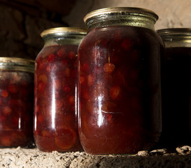 old bank with jam in the basement in the dark