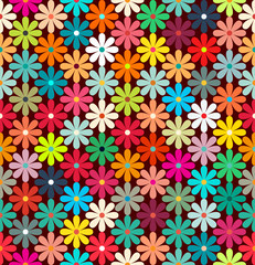Seamless pattern of bright colorful flowers. retro colors - 81247920